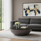 48" Black And Gray Solid Wood And Concrete Round Coffee Table