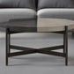 32" Gray And Black Concrete And Metal Round Coffee Table