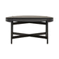 32" Gray And Black Concrete And Metal Round Coffee Table