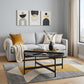 32" Gray And Black Concrete And Metal Round Coffee Table