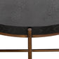 32" Black And Brown Solid Wood And Metal Round Coffee Table