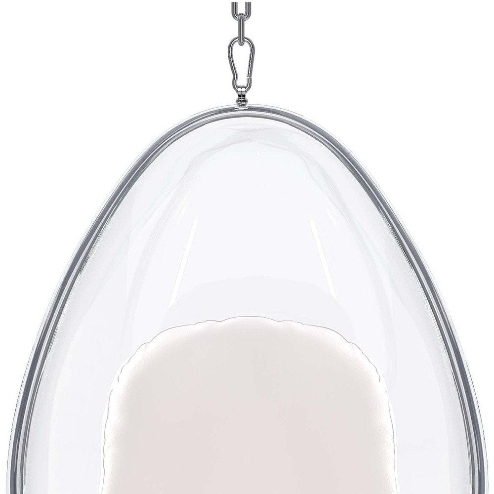 27" White Faux Leather Balloon Chair