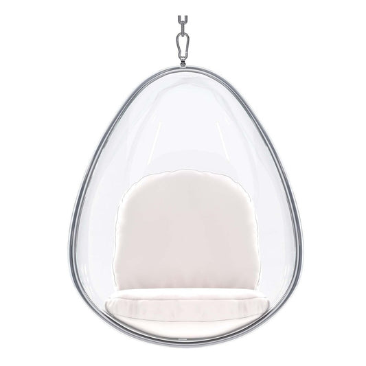 27" White Faux Leather Balloon Chair