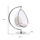 28" White and Silver Faux Leather Balloon Chair