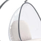 28" White and Silver Faux Leather Balloon Chair