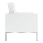 31" White and Silver Italian Leather Tufted Club Chair