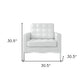 31" White and Silver Italian Leather Tufted Club Chair