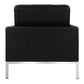 31" Black and Silver Italian Leather Tufted Club Chair