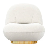 30" White and Gold Boucle Slipper Chair