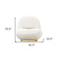 30" White and Gold Boucle Slipper Chair
