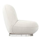 30" White and Silver Boucle Slipper Chair