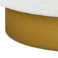 28" White and Gold Boucle Swivel Barrel Chair