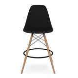 28" Black And Brown Heavy Duty Plastic And Solid Wood Counter Height Bar Chair