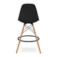 28" Black And Brown Heavy Duty Plastic And Solid Wood Counter Height Bar Chair