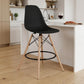 28" Black And Brown Heavy Duty Plastic And Solid Wood Counter Height Bar Chair