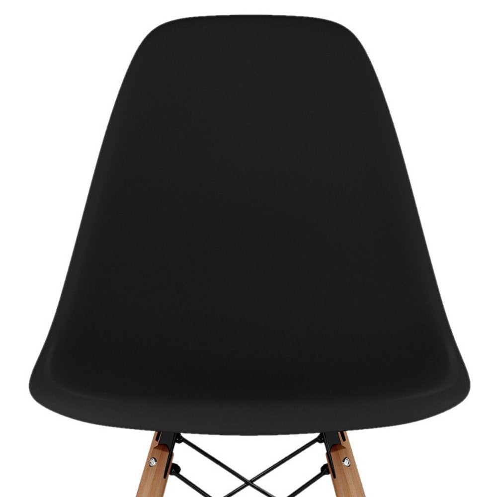 28" Black And Brown Heavy Duty Plastic And Solid Wood Counter Height Bar Chair