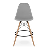 28" Gray And Brown Heavy Duty Plastic And Solid Wood Counter Height Bar Chair