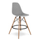 28" Gray And Brown Heavy Duty Plastic And Solid Wood Counter Height Bar Chair