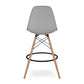 28" Gray And Brown Heavy Duty Plastic And Solid Wood Counter Height Bar Chair