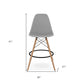 28" Gray And Brown Heavy Duty Plastic And Solid Wood Counter Height Bar Chair