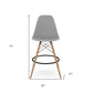 28" Gray And Brown Heavy Duty Plastic And Solid Wood Counter Height Bar Chair