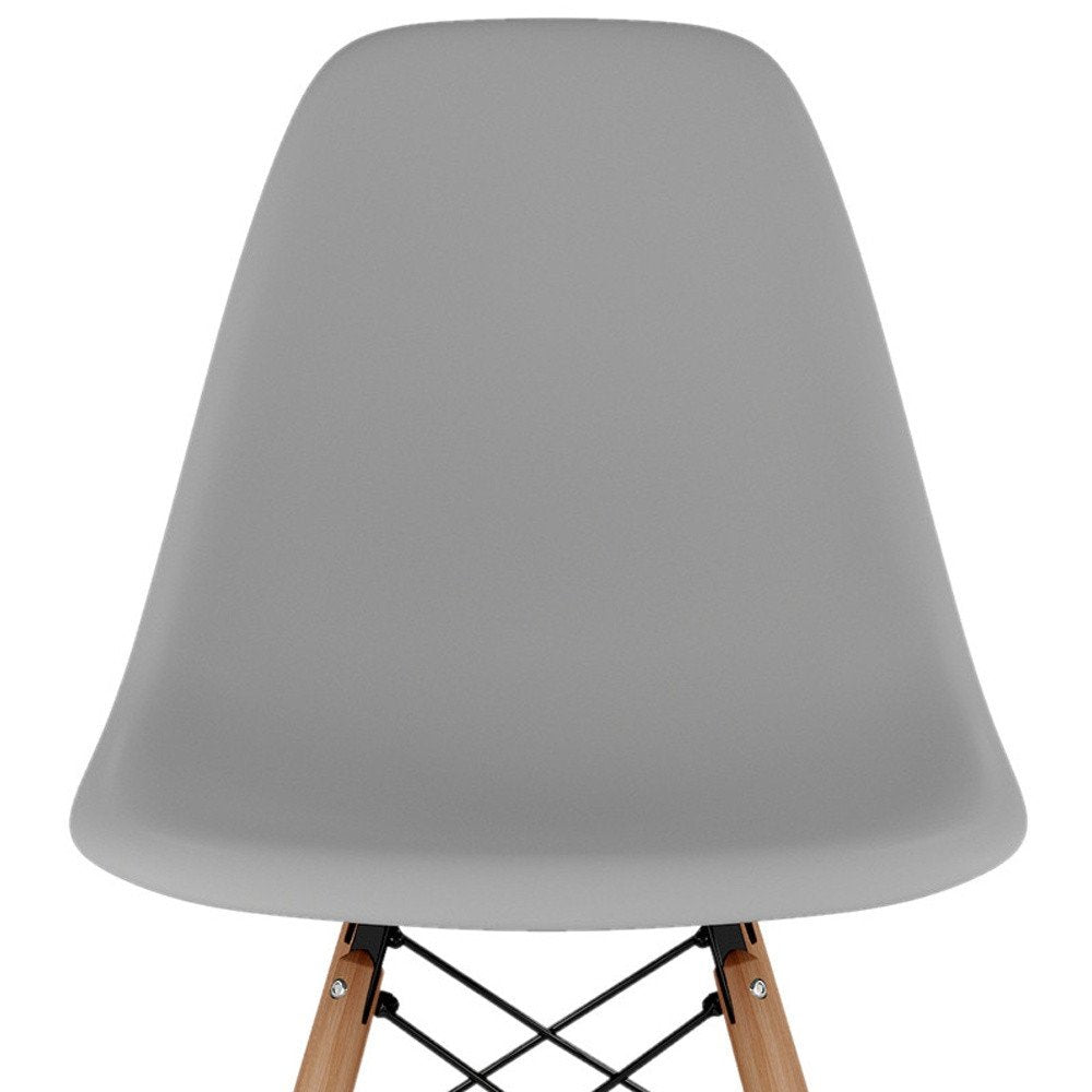 28" Gray And Brown Heavy Duty Plastic And Solid Wood Counter Height Bar Chair