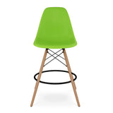 28" Green And Brown Heavy Duty Plastic And Solid Wood Counter Height Bar Chair