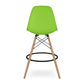 28" Green And Brown Heavy Duty Plastic And Solid Wood Counter Height Bar Chair
