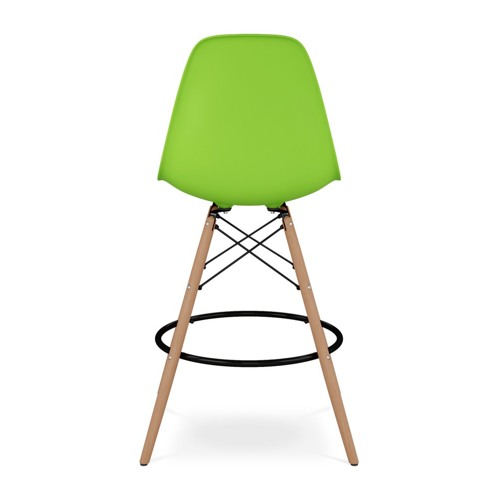 28" Green And Brown Heavy Duty Plastic And Solid Wood Counter Height Bar Chair