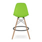 28" Green And Brown Heavy Duty Plastic And Solid Wood Counter Height Bar Chair