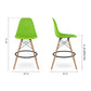 28" Green And Brown Heavy Duty Plastic And Solid Wood Counter Height Bar Chair