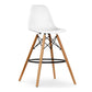 28" White And Brown Heavy Duty Plastic And Solid Wood Counter Height Bar Chair