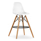 28" White And Brown Heavy Duty Plastic And Solid Wood Counter Height Bar Chair