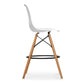 28" White And Brown Heavy Duty Plastic And Solid Wood Counter Height Bar Chair