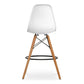 28" White And Brown Heavy Duty Plastic And Solid Wood Counter Height Bar Chair