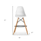 28" White And Brown Heavy Duty Plastic And Solid Wood Counter Height Bar Chair