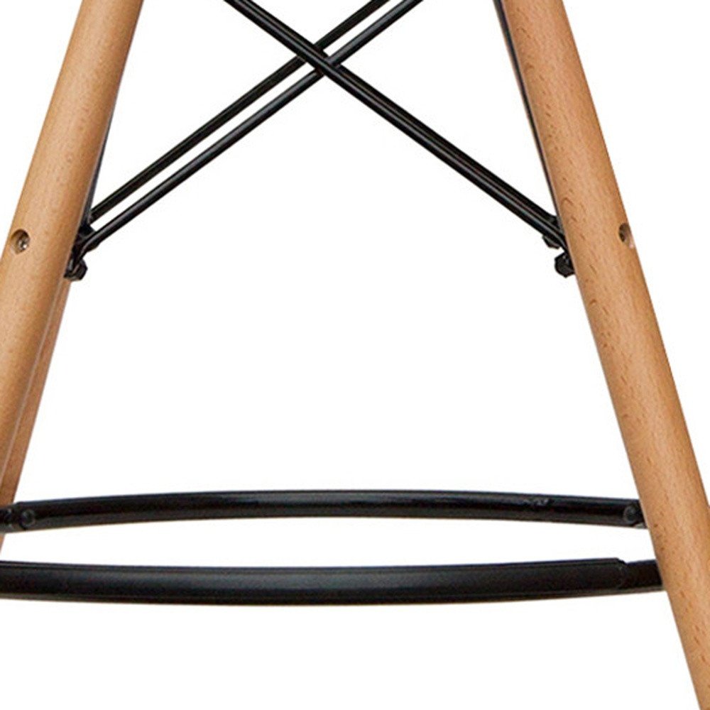 28" White And Brown Heavy Duty Plastic And Solid Wood Counter Height Bar Chair