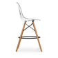 28" Clear And Brown Acrylic And Solid Wood Counter Height Bar Chair