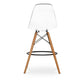 28" Clear And Brown Acrylic And Solid Wood Counter Height Bar Chair