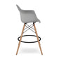 28" Gray And Brown Heavy Duty Plastic And Solid Wood Low Back Counter Height Bar Chair