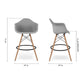 28" Gray And Brown Heavy Duty Plastic And Solid Wood Low Back Counter Height Bar Chair