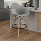 28" Gray And Brown Heavy Duty Plastic And Solid Wood Low Back Counter Height Bar Chair