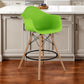 28" Green And Brown Heavy Duty Plastic And Solid Wood Low Back Counter Height Bar Chair