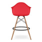 28" Red And Brown Heavy Duty Plastic And Solid Wood Low Back Counter Height Bar Chair