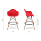 28" Red And Brown Heavy Duty Plastic And Solid Wood Low Back Counter Height Bar Chair