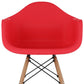 28" Red And Brown Heavy Duty Plastic And Solid Wood Low Back Counter Height Bar Chair