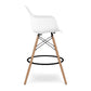 28" White And Brown Heavy Duty Plastic And Solid Wood Low Back Counter Height Bar Chair