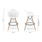 28" White And Brown Heavy Duty Plastic And Solid Wood Low Back Counter Height Bar Chair