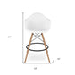 28" White And Brown Heavy Duty Plastic And Solid Wood Low Back Counter Height Bar Chair