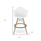 28" White And Brown Heavy Duty Plastic And Solid Wood Low Back Counter Height Bar Chair